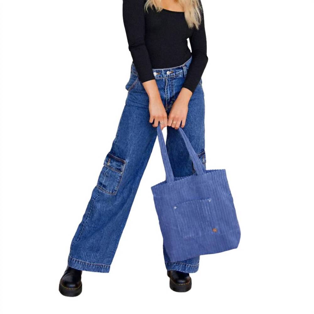 NEW PRETTY SIMPLE sammie corduroy tote bag in blue
